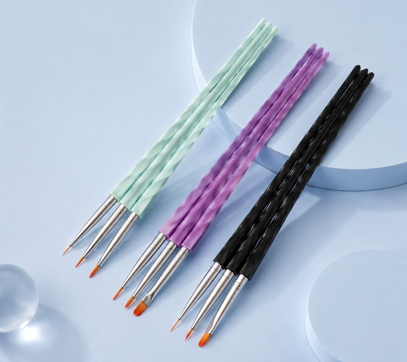 3-Piece Nail Art Brush Set