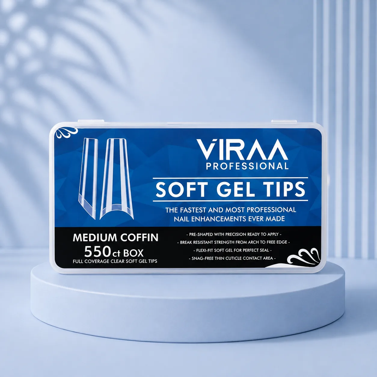 VIRAA Professional Medium Coffin Permanent Tips 550 pcs