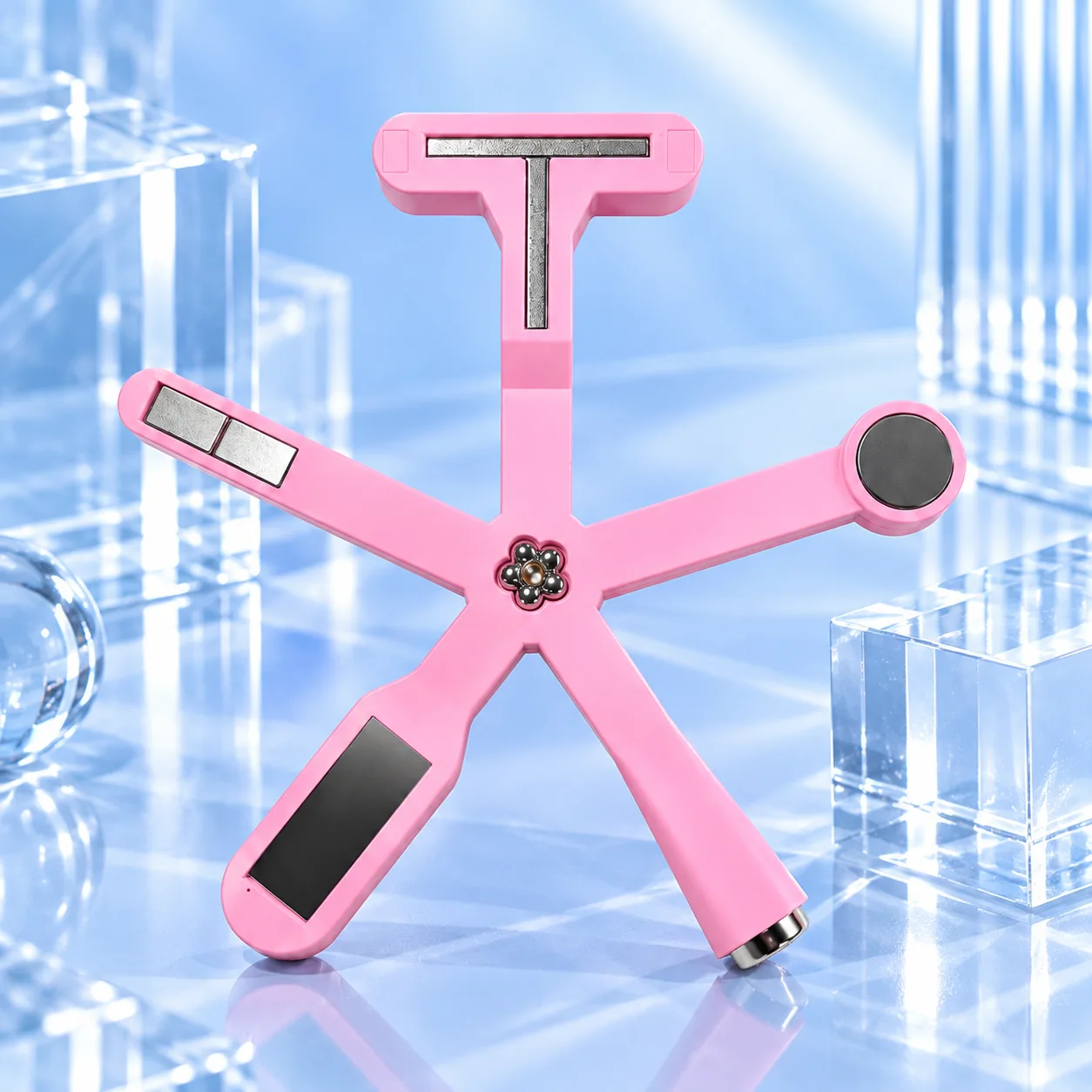 VIRAA Professional 6-sided magnetic tool in pink, a star of five arms with a T-shaped top, for cat eye gel polish