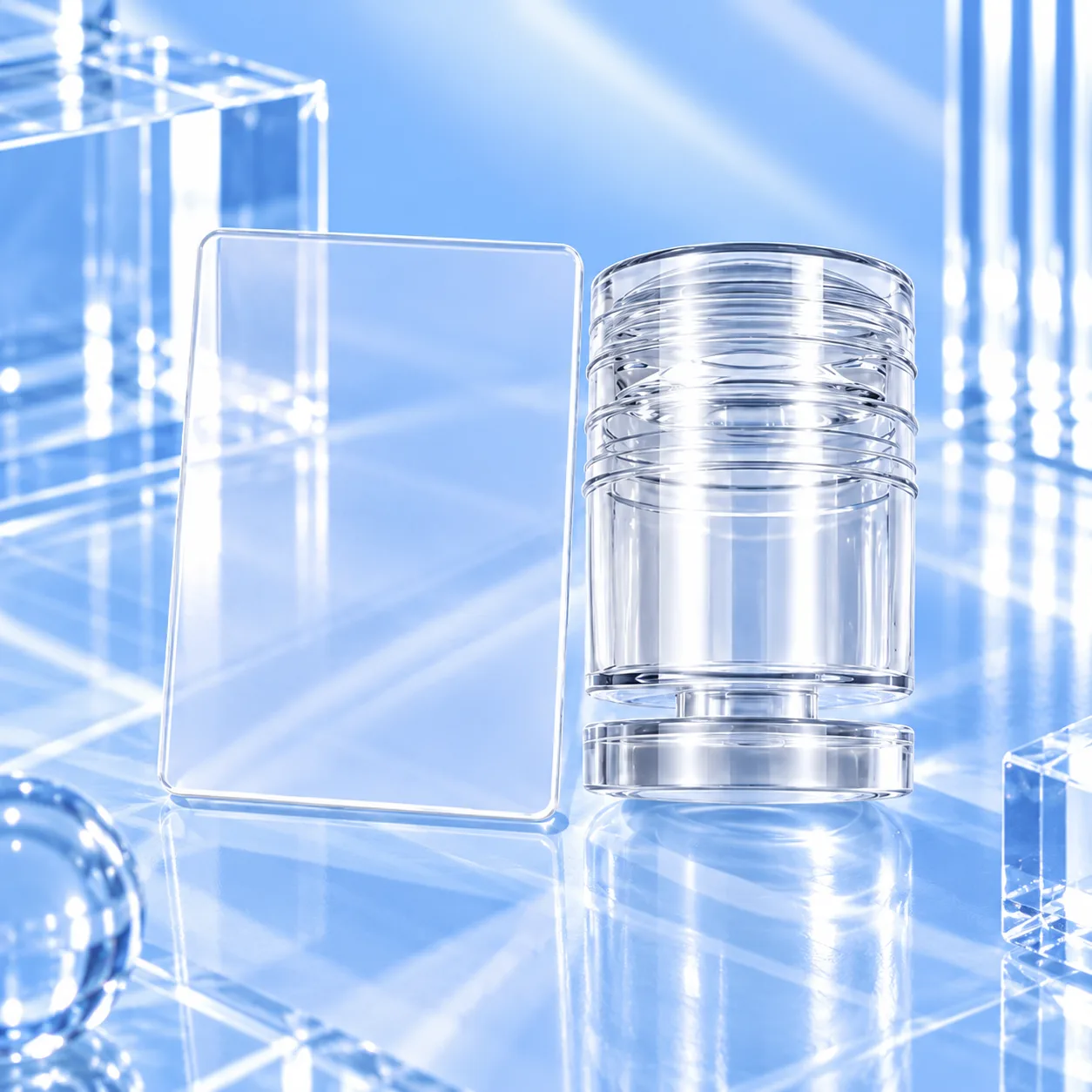 VIRAA Professional improved technique stamping kit, a clear stamper beside a clear scraper