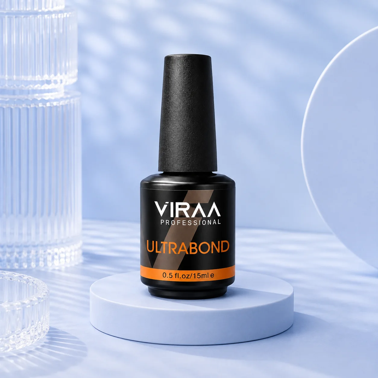 VIRAA Pro Ultra Bond in a black 15ml bottle with an orange band, soak-off UV/LED gel